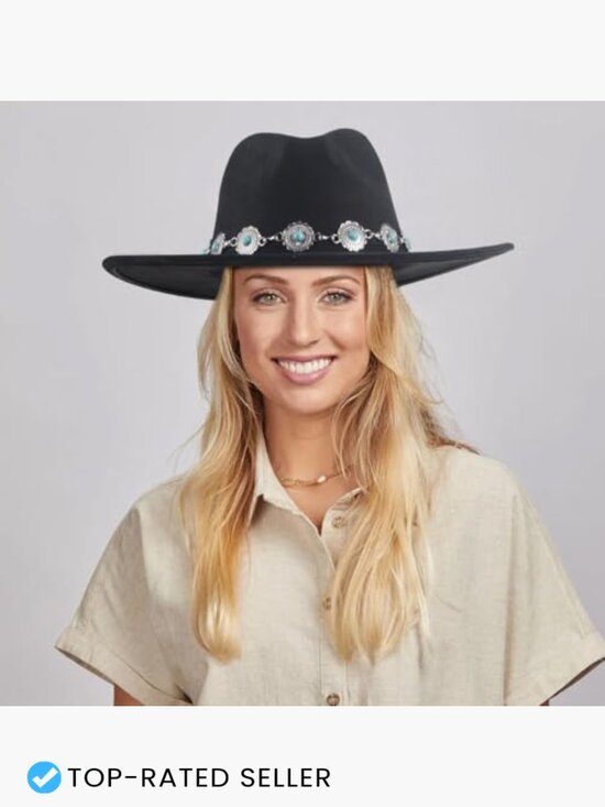 Fedora Hat Retro Western Felt Wide Brim Boho Classic Vintage Adult Unisex main image 4